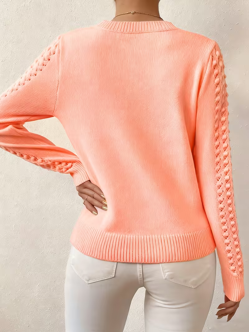 Damski Sweter z Ażurowymi Panelami