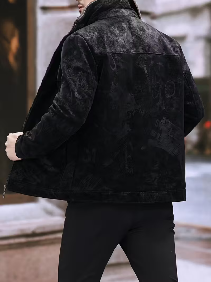 Męska Kurtka na Zamek z Kołnierzem