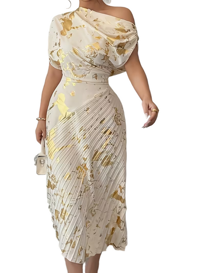 Damska Sukienka Midi w Abstrakcyjny Wzór