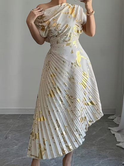 Damska Sukienka Midi w Abstrakcyjny Wzór