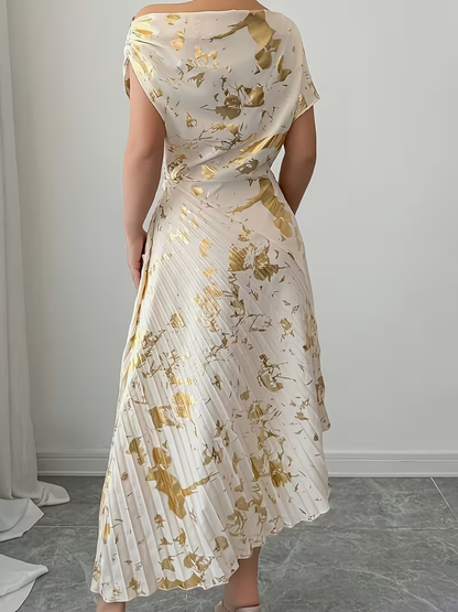 Damska Sukienka Midi w Abstrakcyjny Wzór