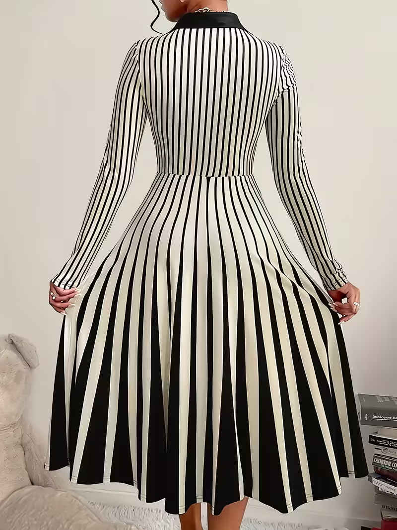 Damska Sukienka Midi w Paski