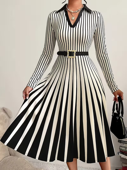 Damska Sukienka Midi w Paski