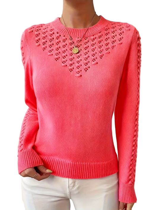 Damski Sweter z Ażurowymi Panelami