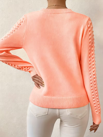 Damski Sweter z Ażurowymi Panelami