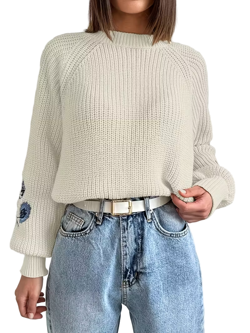 Damski Sweter z Haftem Kwiatowym