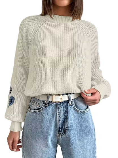 Damski Sweter z Haftem Kwiatowym