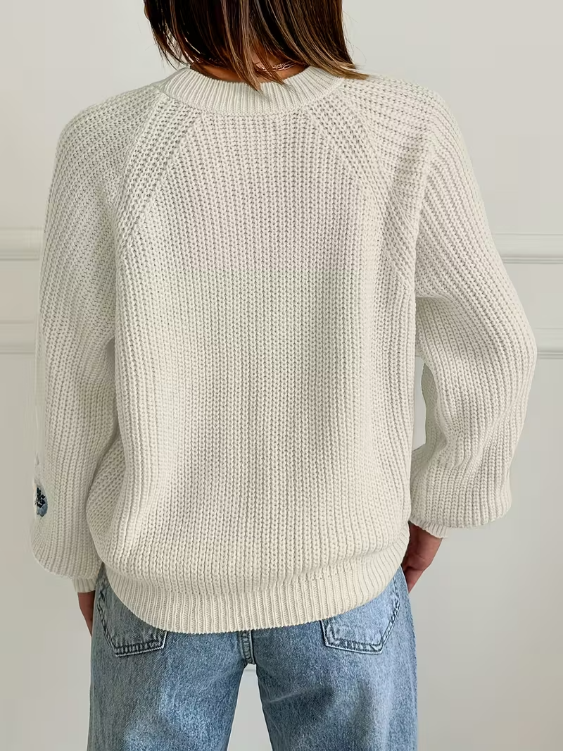 Damski Sweter z Haftem Kwiatowym