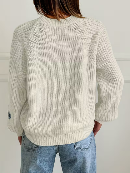 Damski Sweter z Haftem Kwiatowym