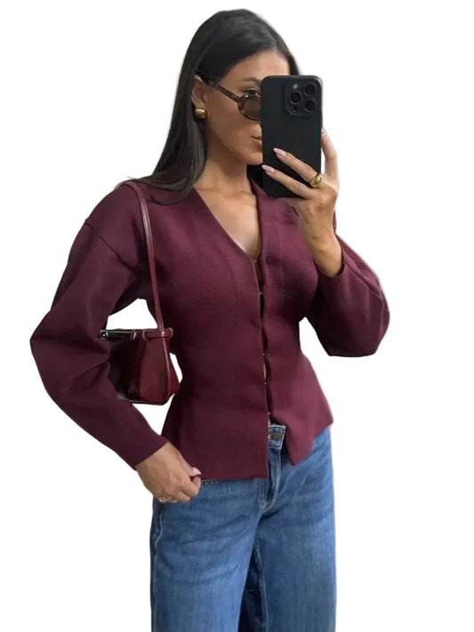 Damski Dzianinowy Komplet Z Kardiganem I Spódnicą