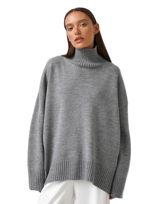 Damski Dzianinowy Sweter Oversize Z Golfem