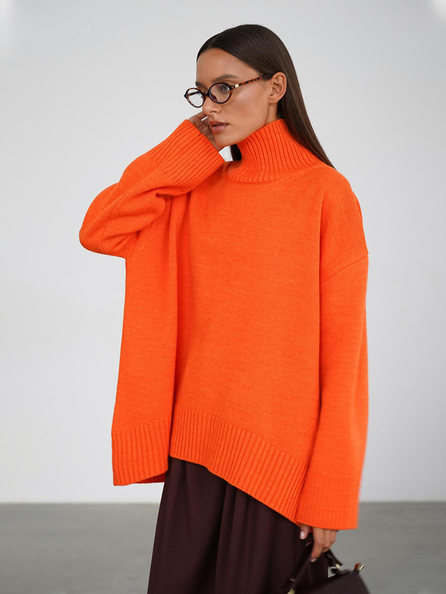 Damski Dzianinowy Sweter Oversize Z Golfem