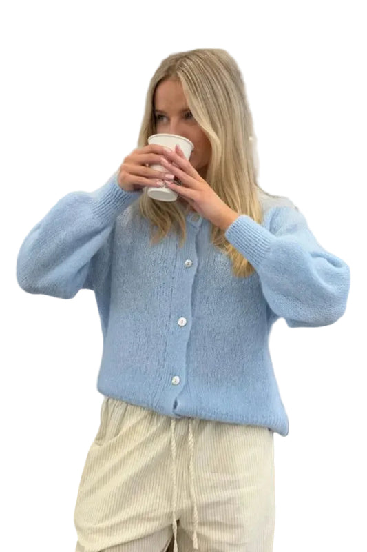 Damski Kardigan Z Okrągłym Dekoltem Zapinany Na Guziki