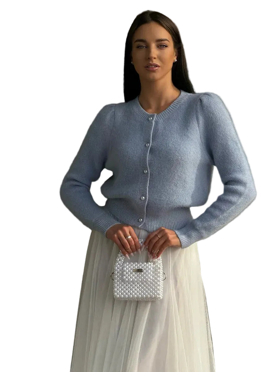 Damski Kardigan Z Perłowymi Guzikami