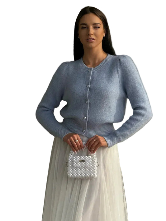 Damski Kardigan Z Perłowymi Guzikami