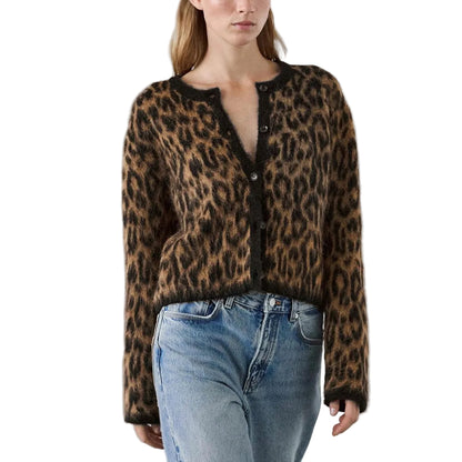 Damski Puszysty Kardigan W Panterkę