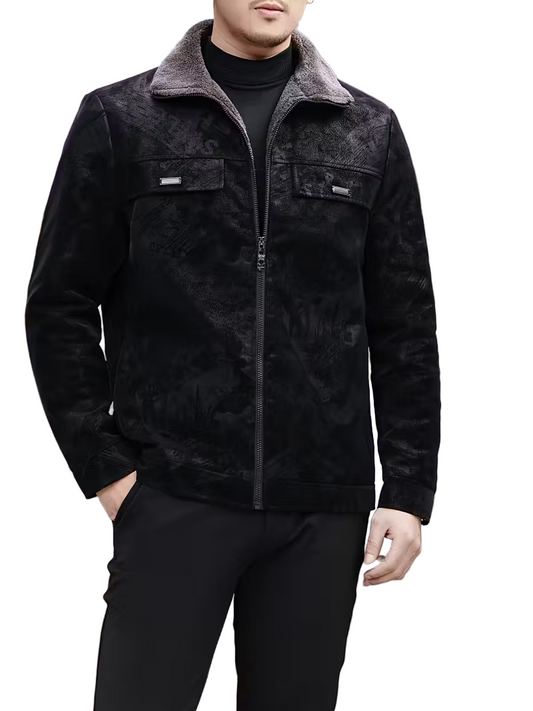 Męska Kurtka na Zamek z Kołnierzem