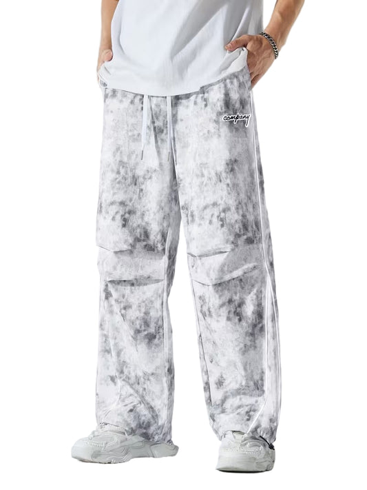 Męskie Spodnie o Szerokich Nogawkach ze Sznurkiem