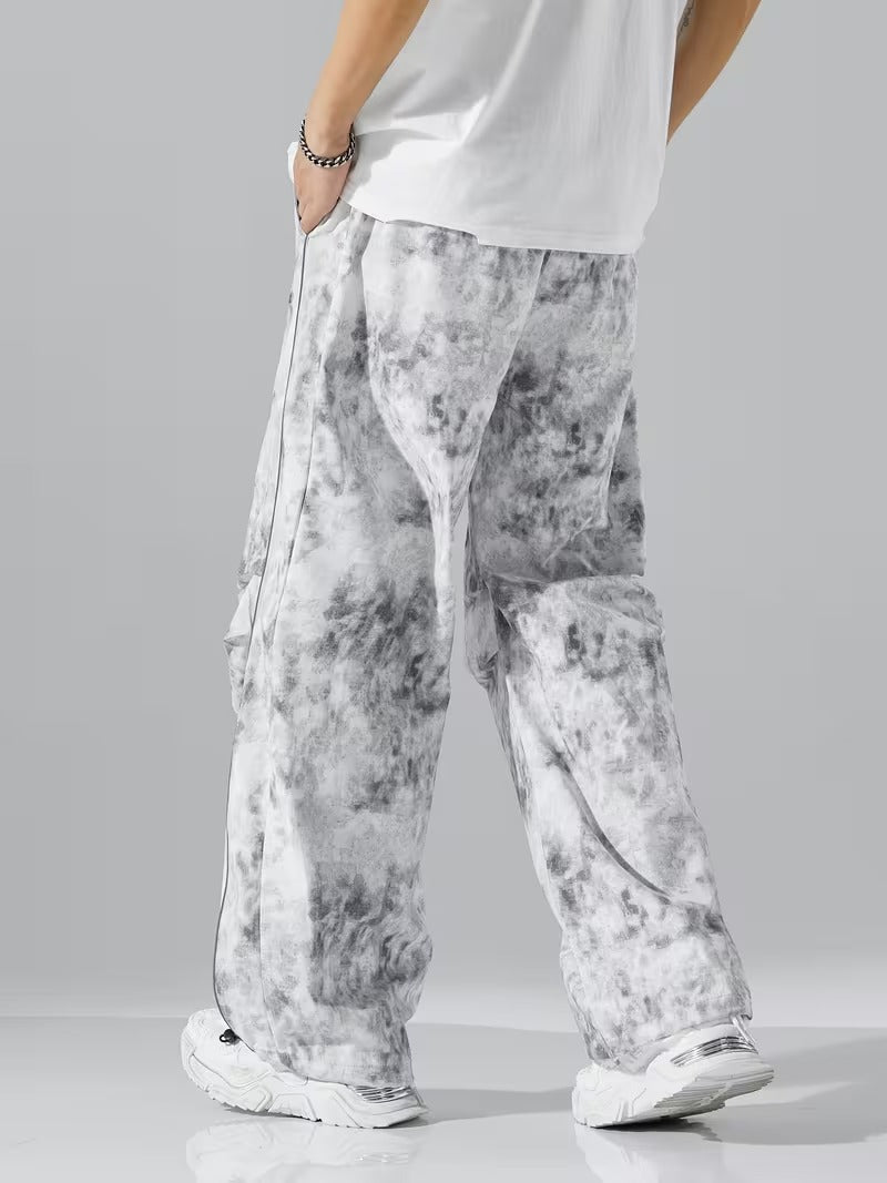 Męskie Spodnie o Szerokich Nogawkach ze Sznurkiem