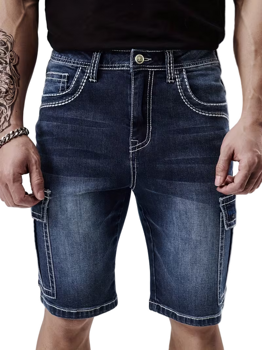 Męskie Szorty Cargo z Kontrastowym Szyciem